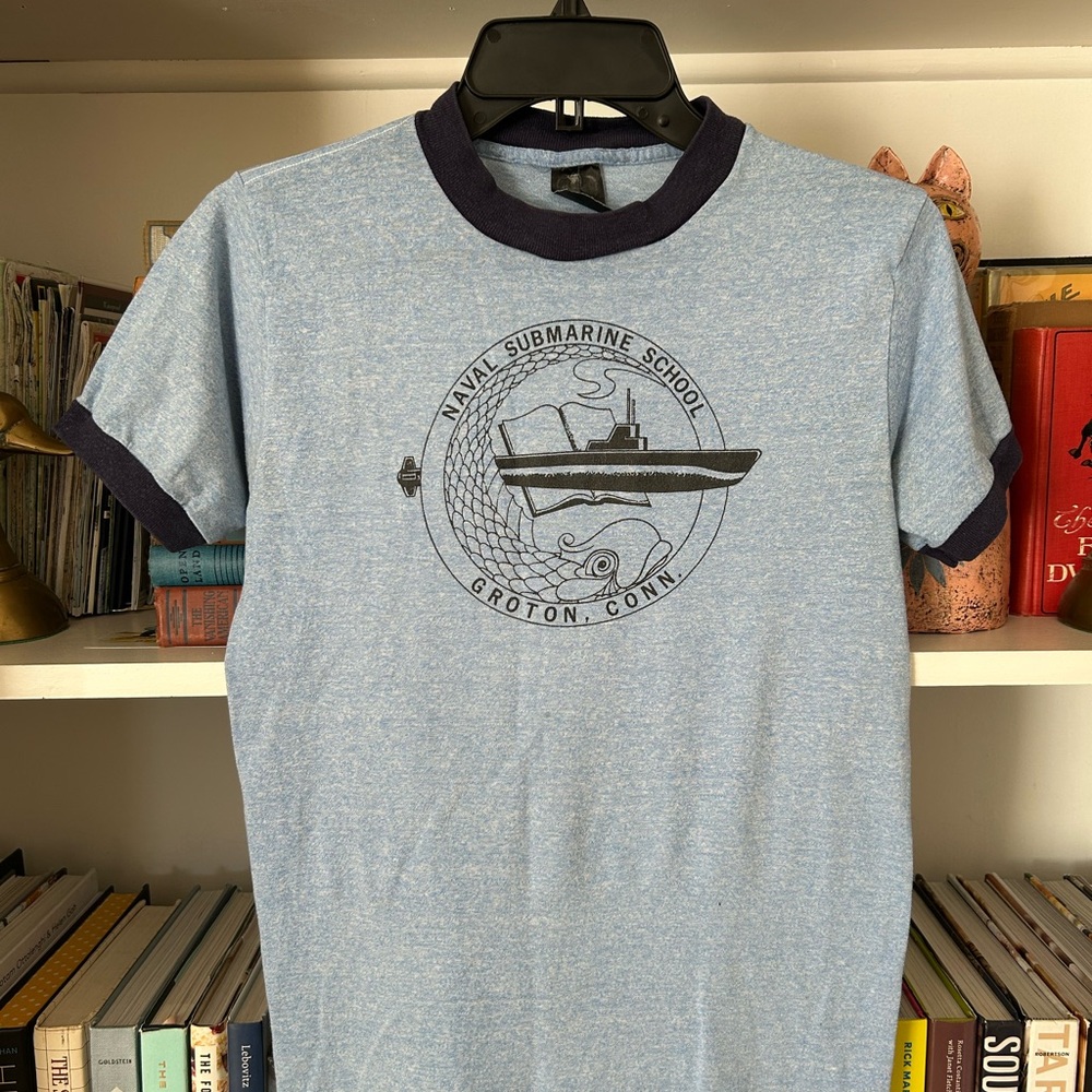 Vintage USN Naval Submarine School (Groton, Connecticut) ringer tee